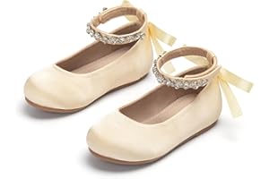 Otter MOMO Toddler/Little Girls Flower Girl Shoes Ballerina Flats Shoes Slip-on School Party Dress Shoes