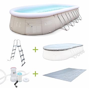 Alices Garden Kit Piscine Géante Complet Saphir Grise