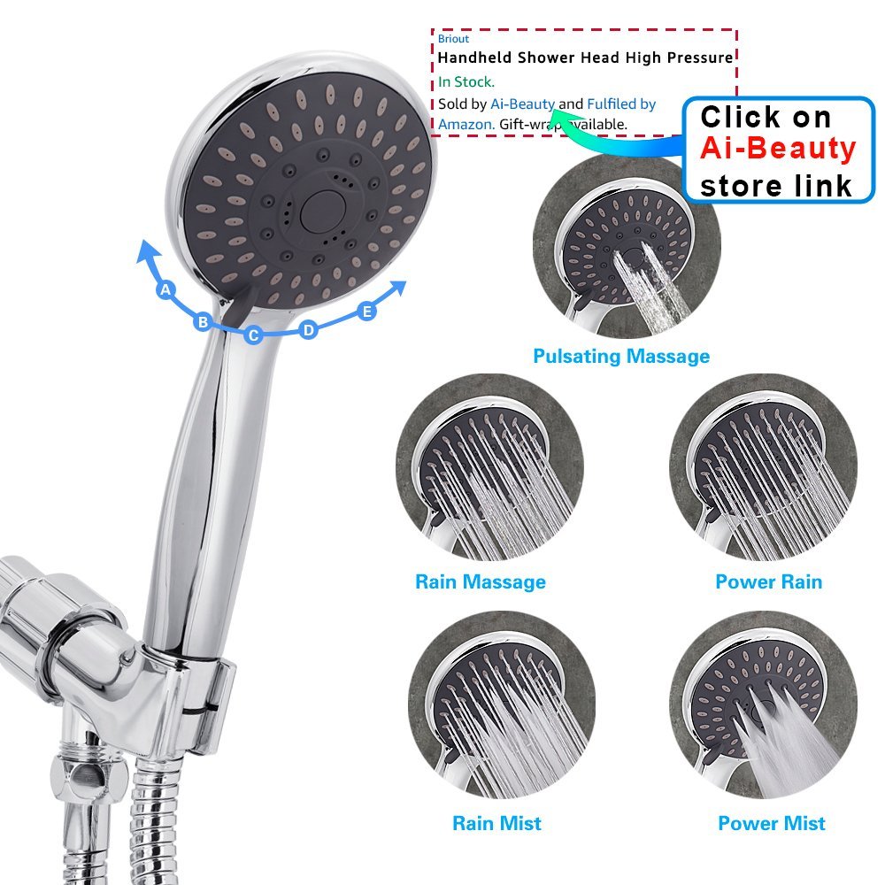 Handheld Shower Head High Pressure 5 Function Massage Spa Detachable
