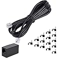 Ubramac Telephone Extension Cord Phone Cable Line Wire, with Standard RJ11 Plug (15FT-Black)