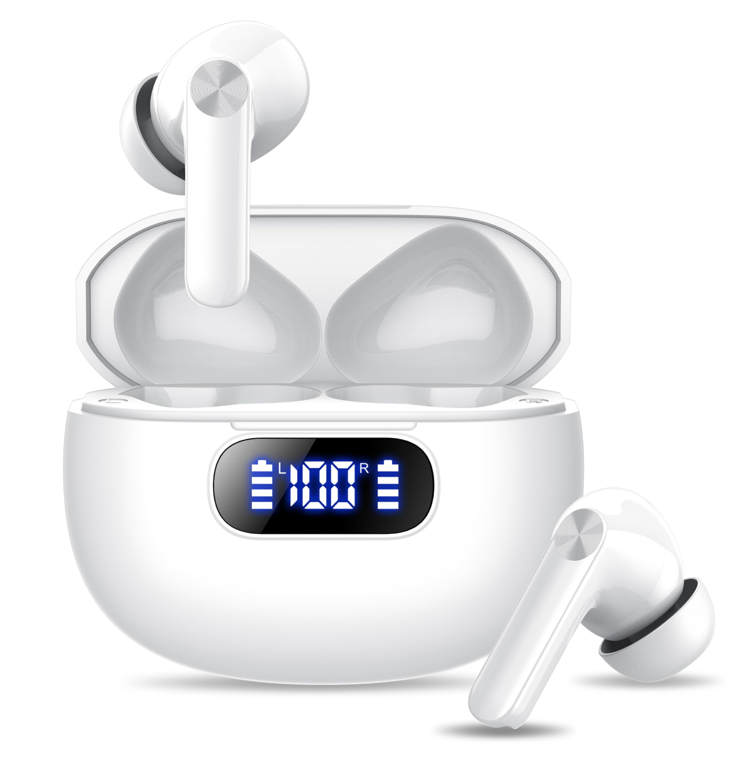Photo 1 of Wireless Earbuds, Bluetooth 5.3 Headphones LED Power Display, 2025 New Wireless Earphones, 4 ENC Noise Cancelling Mic, HiFi Stereo, 48H Playtime Mini Case IP7 Waterproof for Work & Play
