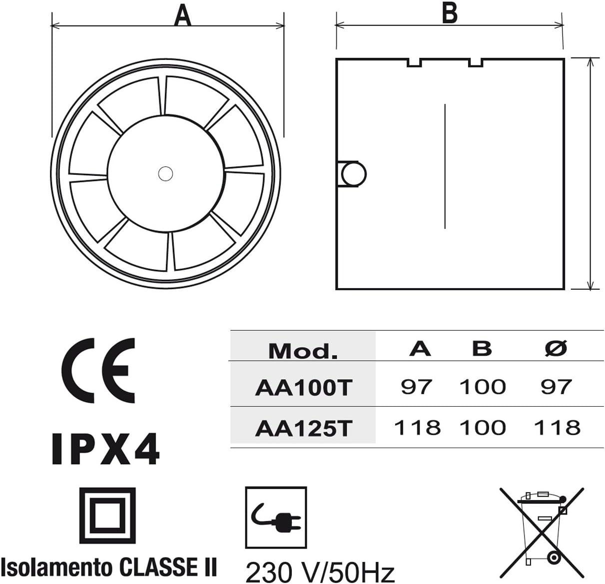 Imaginair RLV ventiel groot 125 mm - montageveren ring - wit 37130017