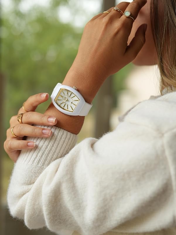 - Ice boliday Dome White Gold - Reloj Blanco Y Dorado para Mujer con Correa de Silicona - 024034 (Small)