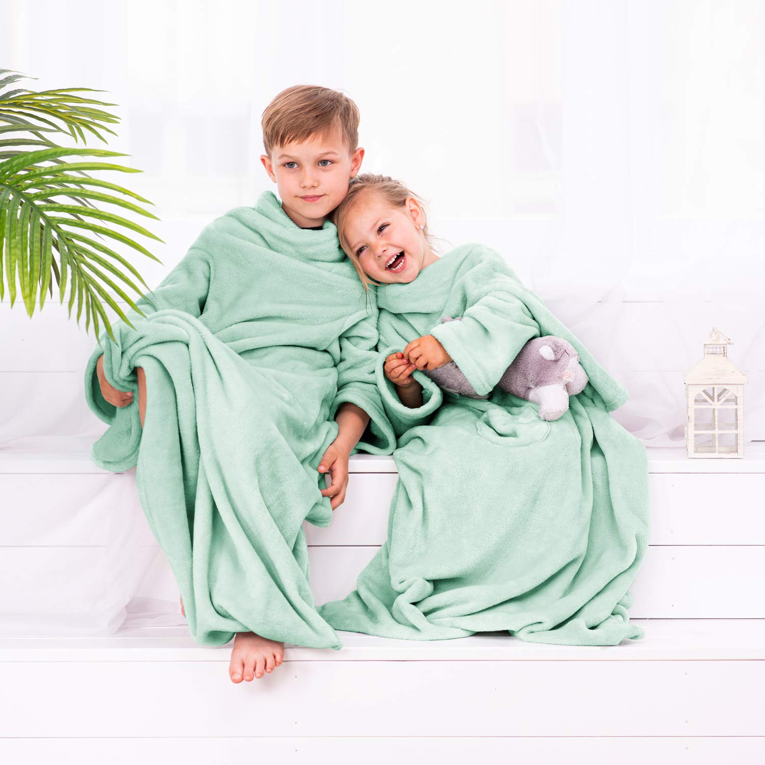DecoKing Kiddo Children's Blanket with Sleeves Polyester Peppermint 90 x 105 cm