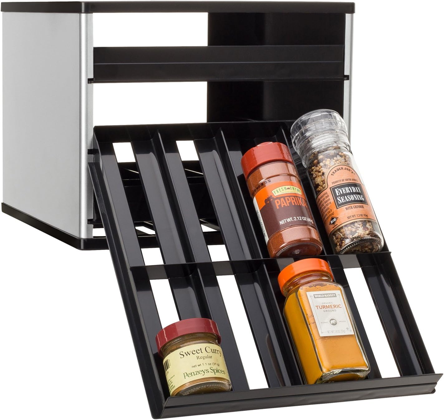 YouCopia Classic SpiceStack 24 Bottle Organizer, Silver, Spice Rack
