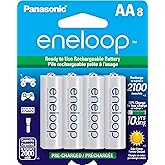 Eneloop Panasonic BK-3MCCA8BA AA 2100 Cycle Ni-MH Pre-Charged Rechargeable Batteries, 8-Battery Pack