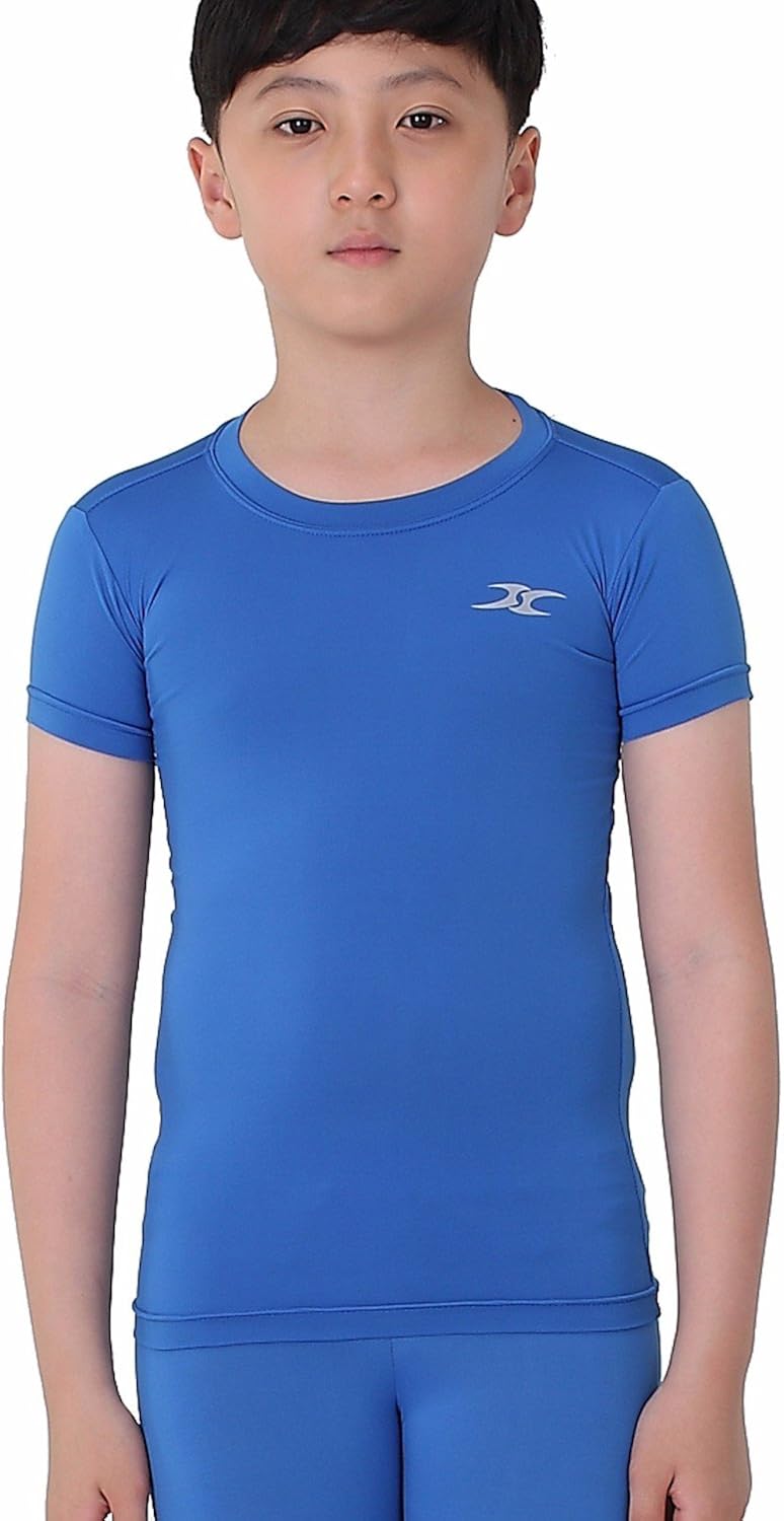 Kids Compression Shirt Underwear Boys Youth Under Base Layer Short Sleeve Top SK: Clothing