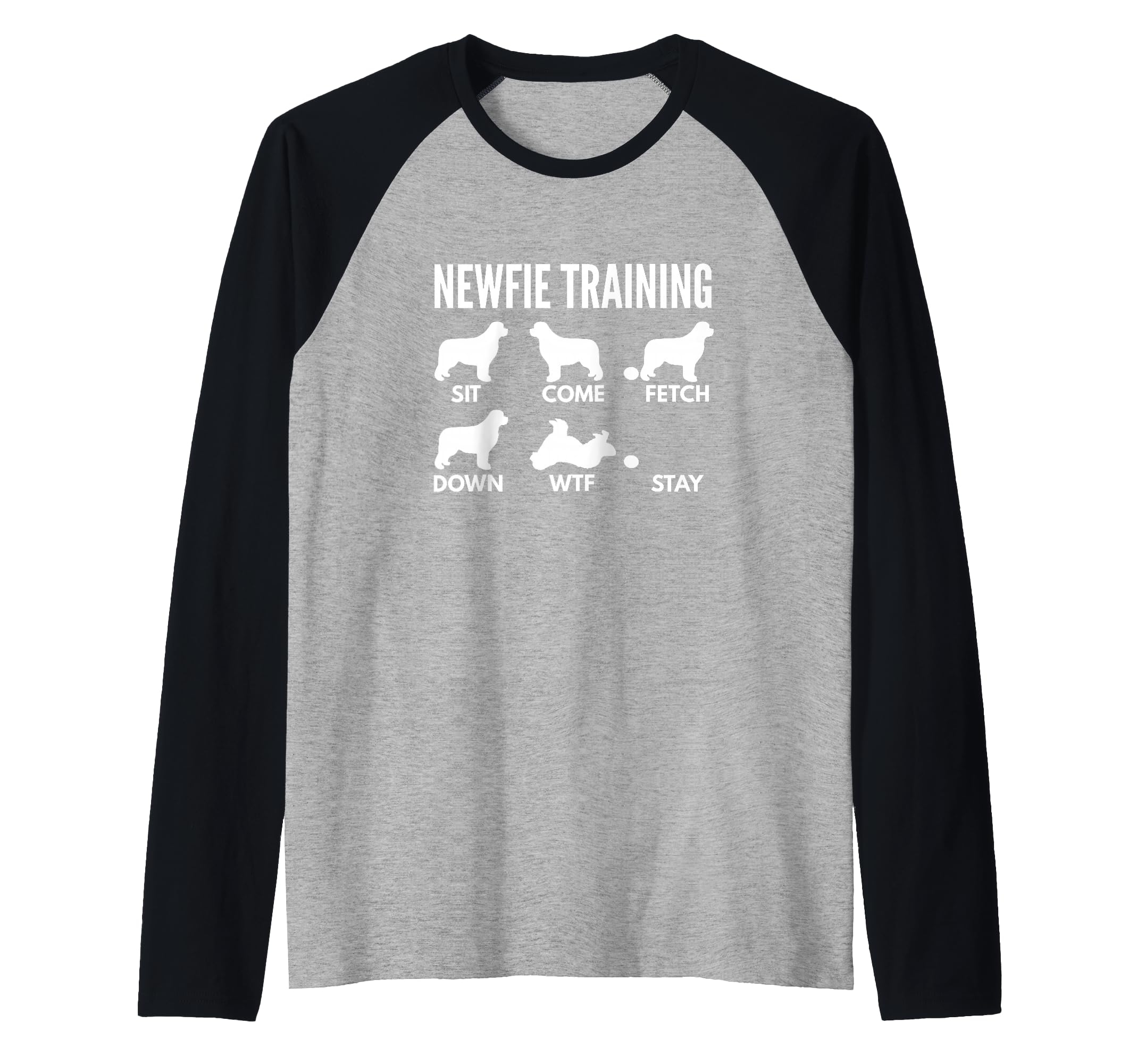 Newfie Training - Newfoundland Dog Tricks Raglan Baseball Tee