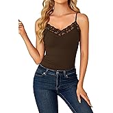 LYANER Women's Lace V Neck Camisole Adjustable Strap Cami Sleeveless Tank Undershirt Top