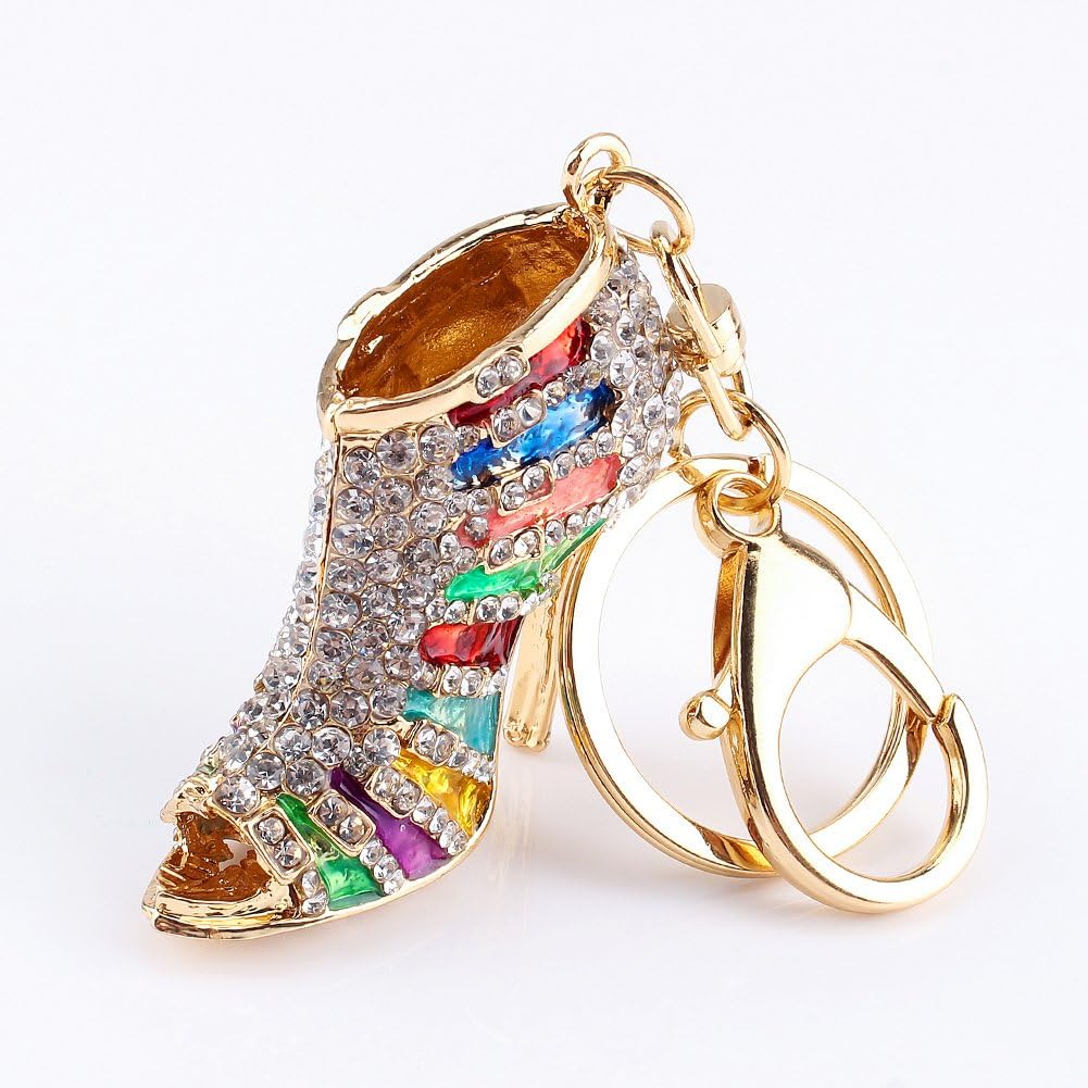 Hilitand Key Ring Colorful Crystal High Heels Rhinestone Key Chain