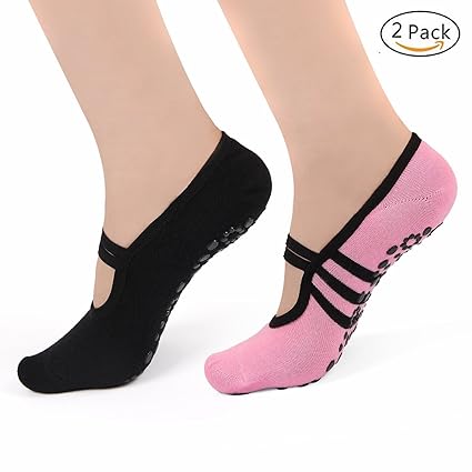 Amazon.com: msfeng calcetines de agarre de ballet Mujer para ...