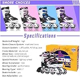 Nattork Adjustable Inline Skates for Girls Pink Size 10-13 with LED Wheels view 6