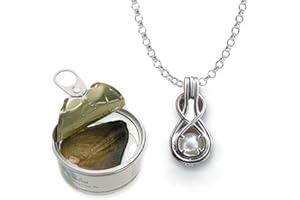 Pearlina Infinity Cultured Pearl Oyster Necklace Set Silver-tone Cage Locket W/Stainless Steel Chain 18"