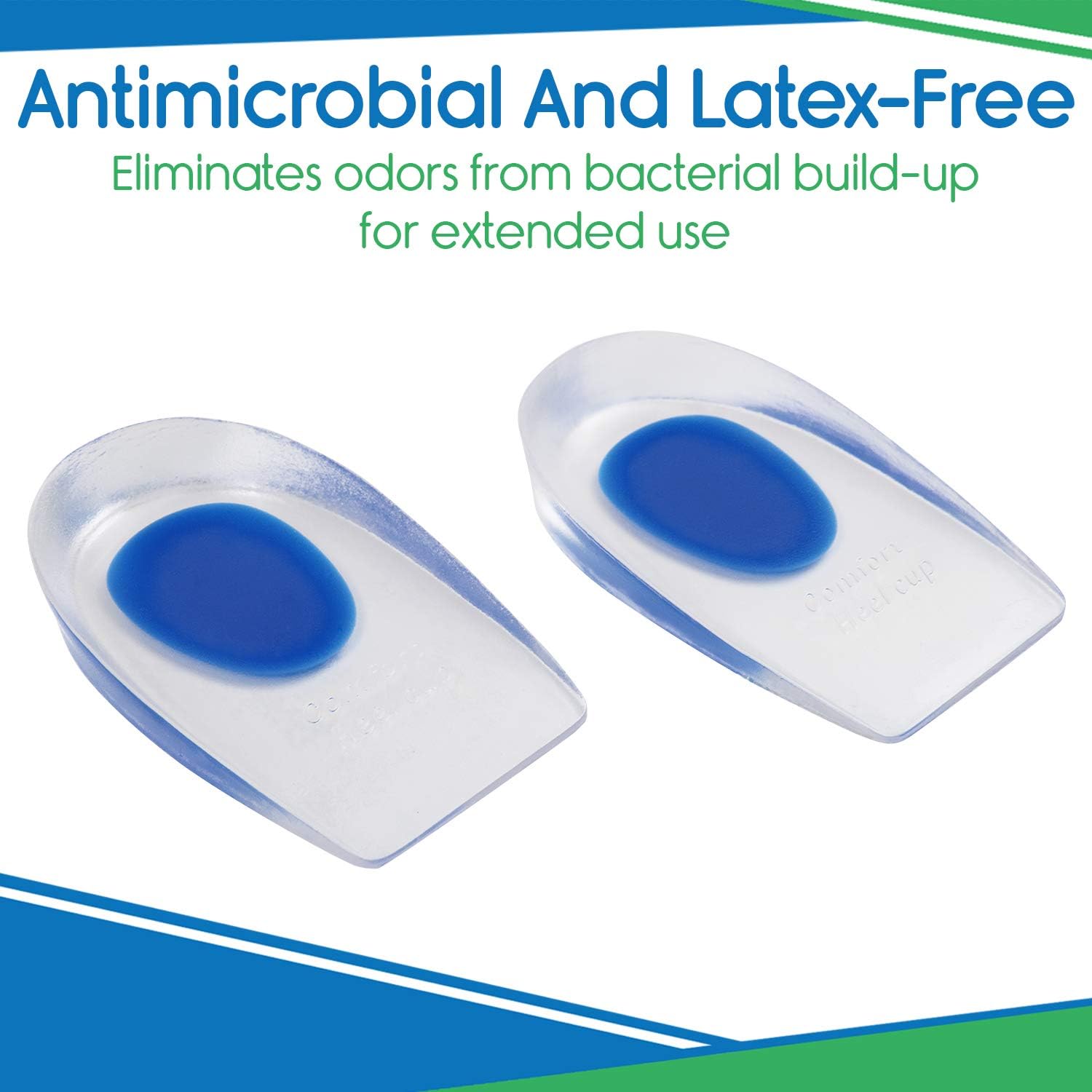 ViveSole Silicone Gel Heel Cups - Shoe Inserts for Plantar Fasciitis, Sore Heel, Bone Spur & Achilles Pain Relief Protectors - Foot Comfort Pads - Support (1 Pair, US Men's (6-9.5)): Health & Personal Care