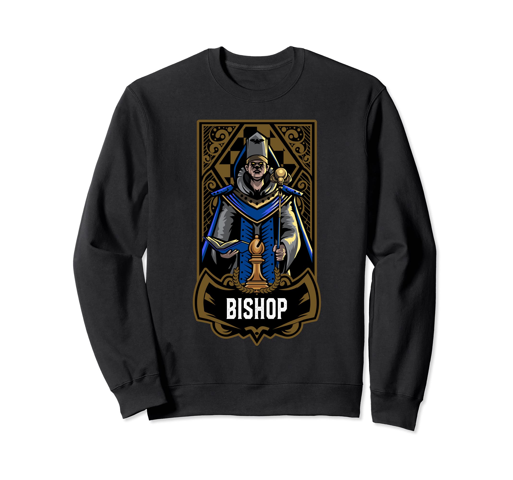 Bishop Chess Game Piece Chess Club Players Gambit Blue Team Sweatshirt