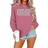 Gigi Sweatshirts for Women Grandma Sweatshirt Gifts for Grandmother Nana Pullover Long Sleeve Top Lightweight Soft