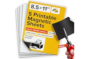 X-BET MAGNET Printable Magnetic Sheets 5 Pcs Matte (8.5"x11"/22x28cm) – Inkjet-Optimized Flexible Magnetic Paper, Non-Adhesive - Ideal for Photo Magnets, Magnet for Cars, Refrigerator, Classroom and Office Decor
