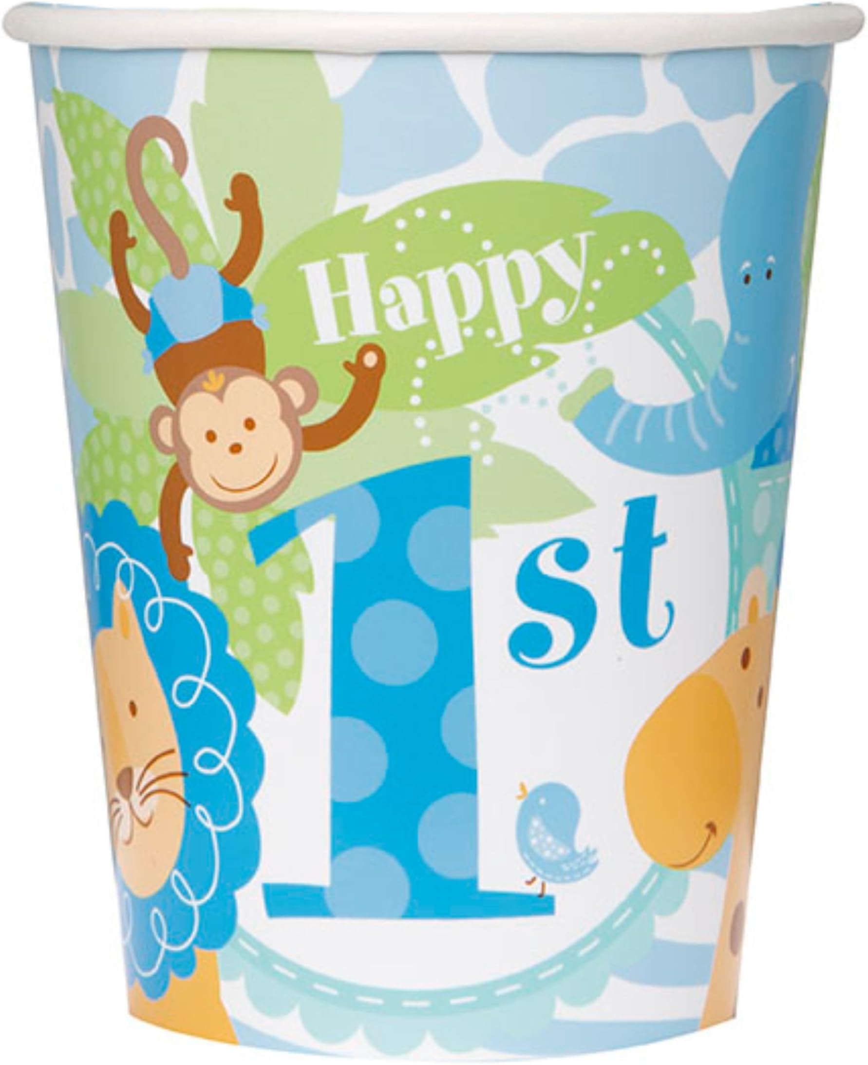 Blue Safari Boys 1st Birthday Party Pack For 16 Napkins Plates Cups Tablecover Balloons