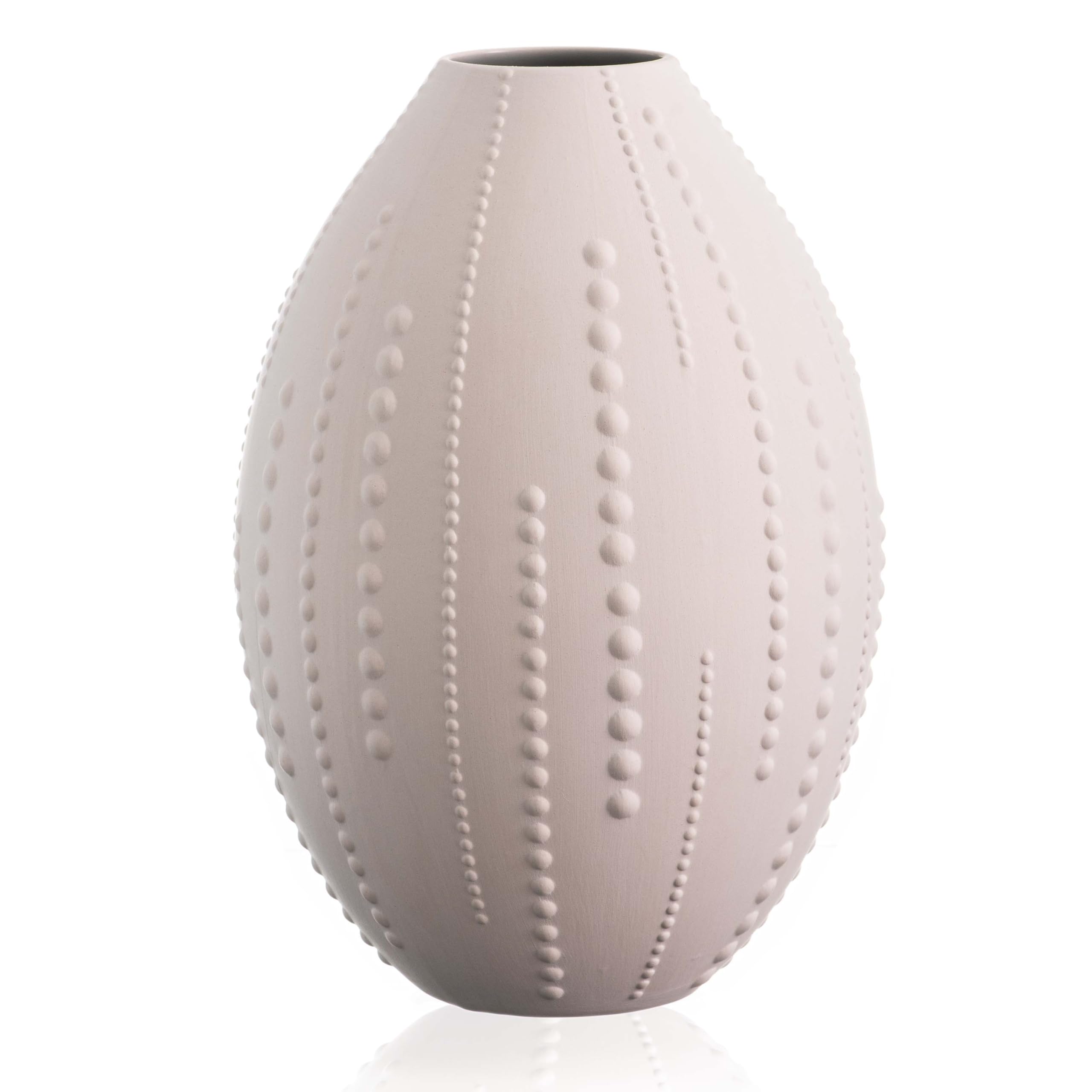 DIAMANTE Earthenware Vase - Matt Sand Smooth Finish - 29cm Tall