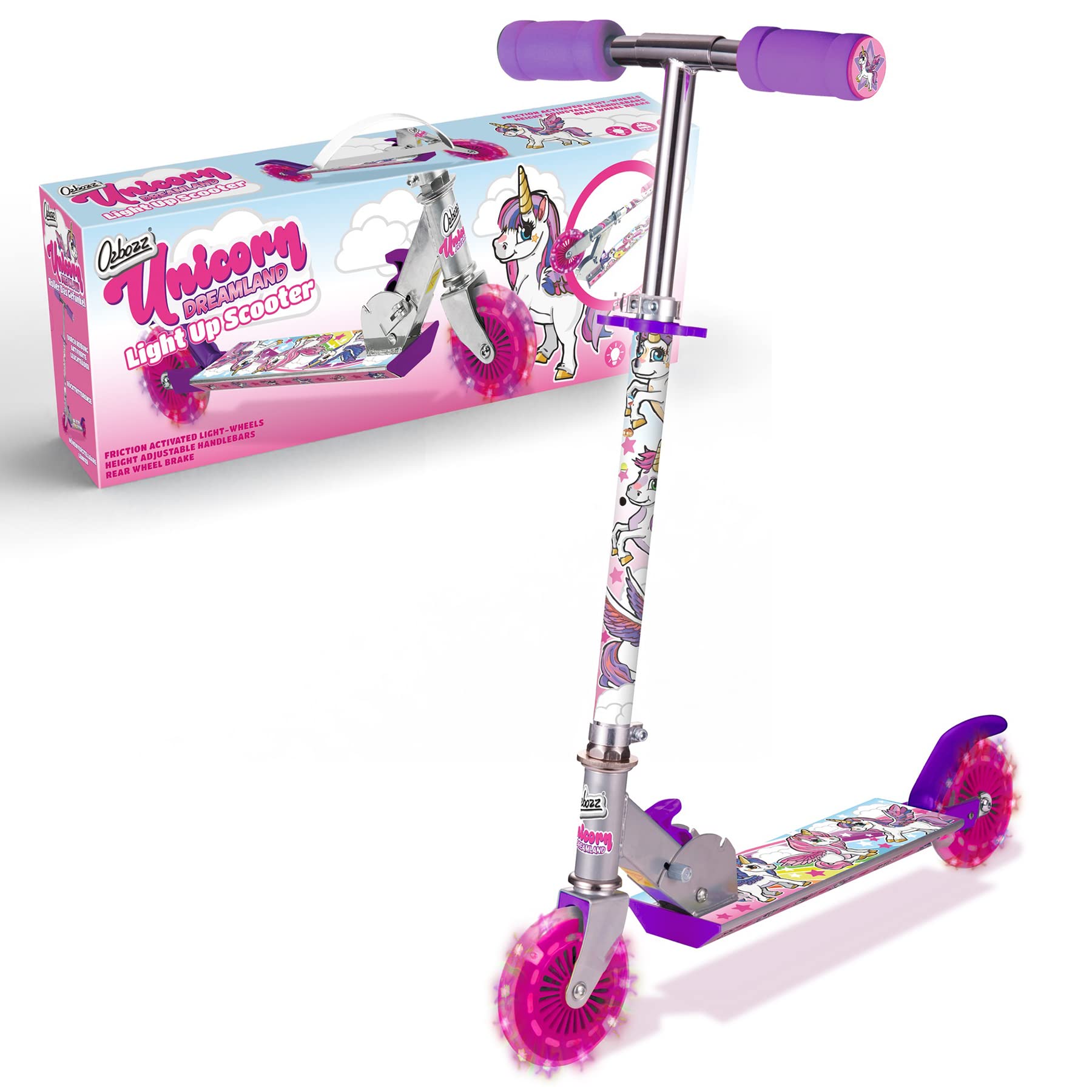 Ozbozz Unicorn Scooter with 2 Light UP Wheels