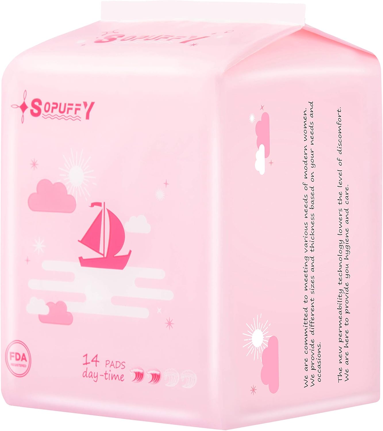 Sopuffy New Technology Fiber Regular Pads, Ultra Thin Sanitary Napkins with Wings, 14 Count (Pack of 1): Health & Personal Care