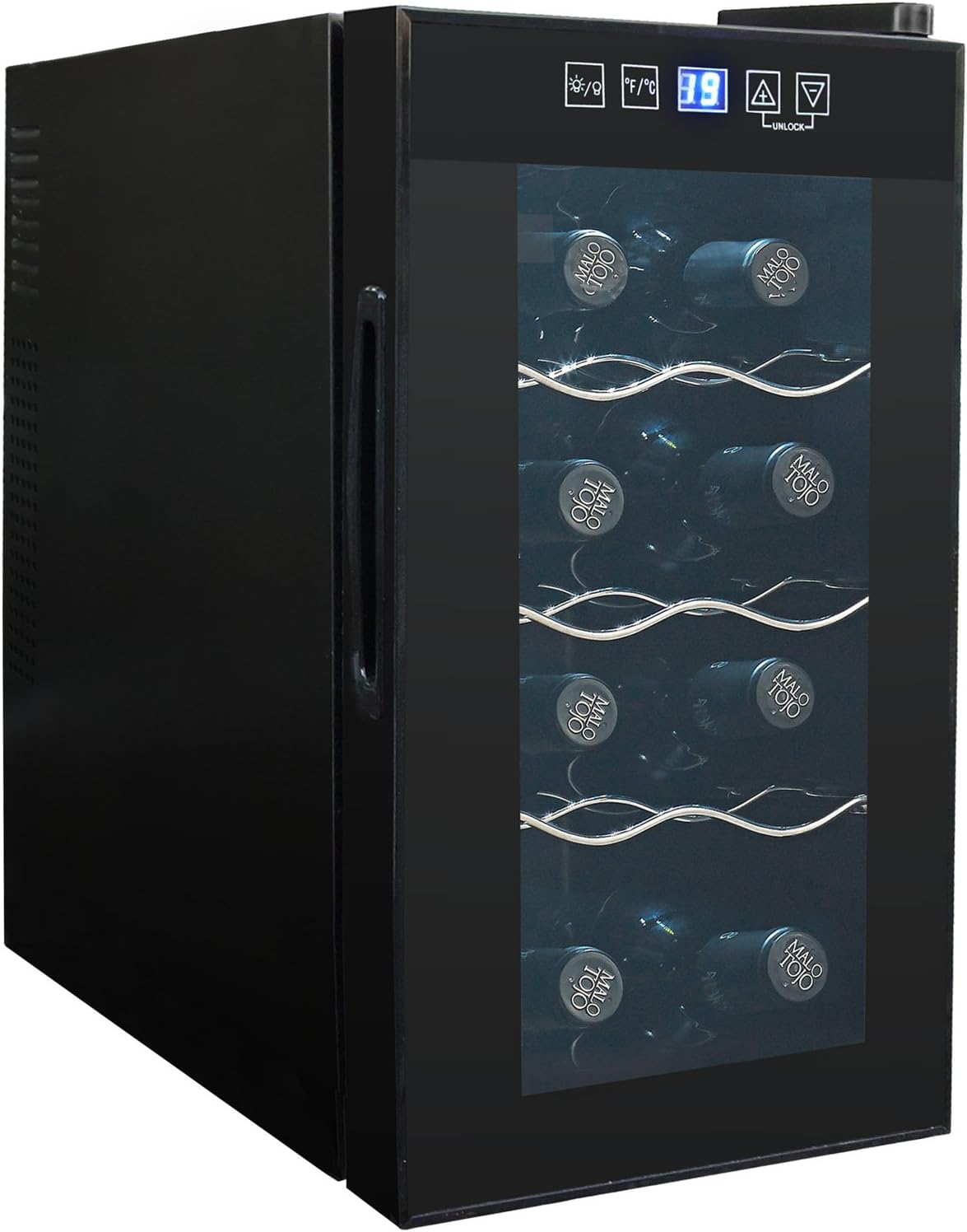 SunRuck CFC-Free Electronic Wine Cellar Eight Storage Slim Size Peltier System Black SR-W108K