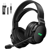 Acer Wireless Gaming Headset for PS5, PC, PS4, Switch, Mac &amp; Laptop, Tri-Mode 2.4GHz Wireless/Bluetooth 5.4/3.5mm Wired, Suspension Headband, 50mm Dynamic Drivers, Detachable ENC Mic, Black