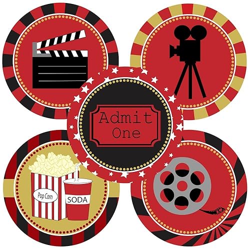 Movie Night Sticker Labels Cinema Theater Party Supplies
