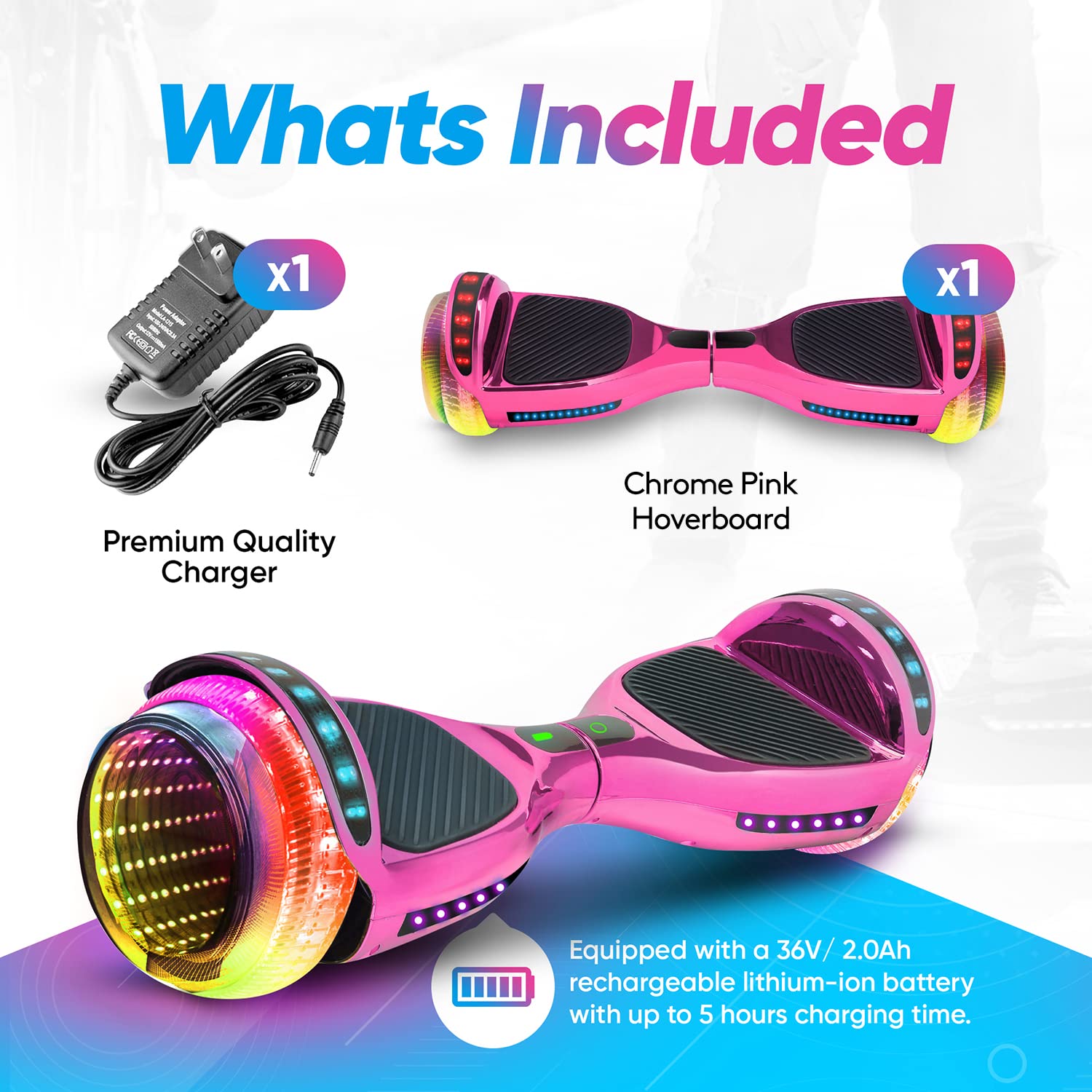 EMAXUSA, 6.5” Self Balancing Scooters for Kids Ages 6-12, Bluetooth Hoover Board with Tunnel Light Style Wheels & Non-Slip Footpads, UL2272 Safety Certified