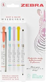 Zebra Pen MILDLINER Dual Tip Highlighters 5 Pack Assorted Colors