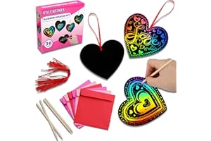 MDCGFOD 36 Pack Valentines Day Gifts for Kids, Rainbow Scratch Heart Crads Valentine Crafts for Kids - Create Magic Color Scratch Art for School Classroom Game Prizes Valentines Party Favors
