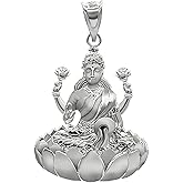 Claddagh Gold .925 Sterling Silver Hindu Goddess Lakshmi (Luxmi) Pendant Necklace with Rolo Chain and Pendant only