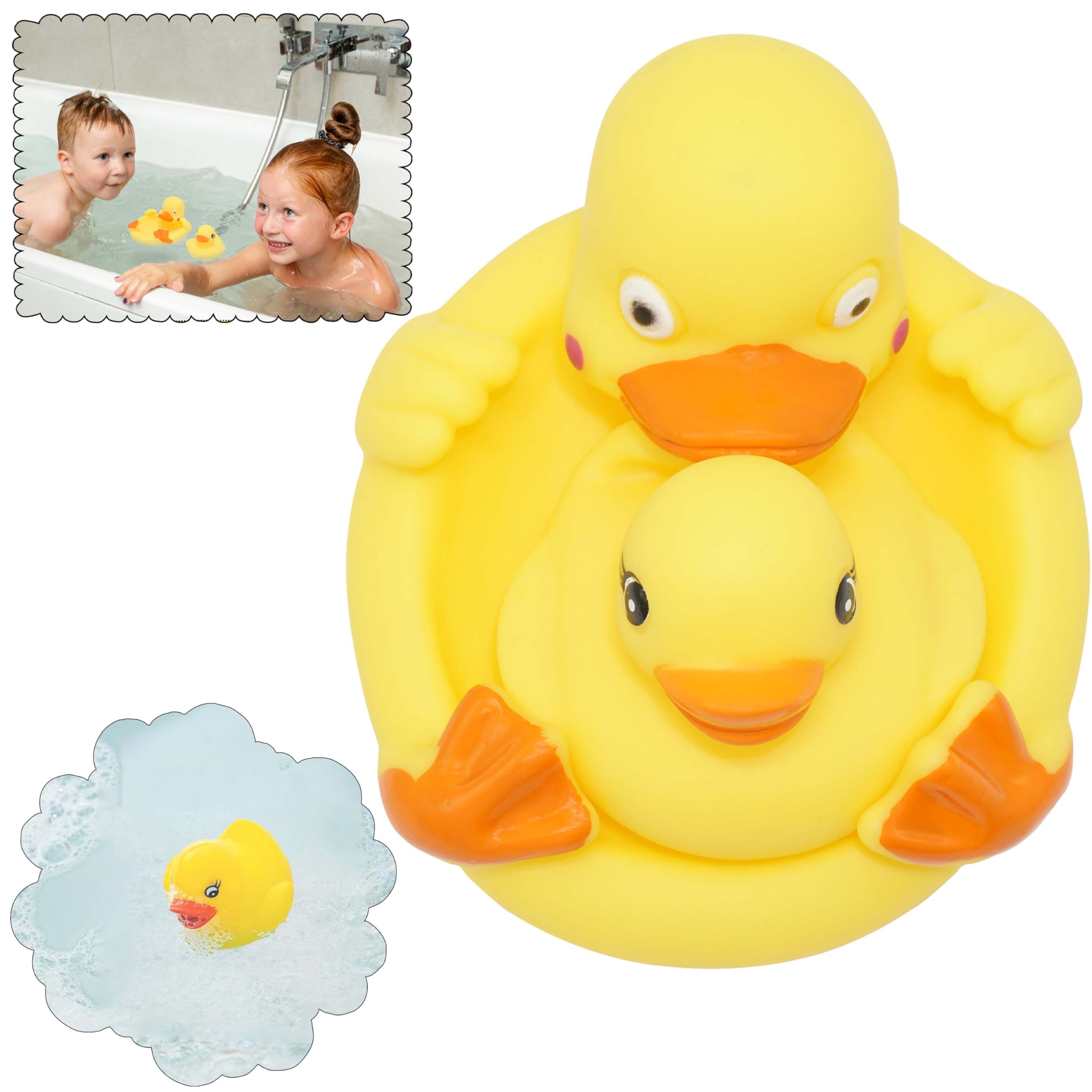 2Pcs Rubber Duck Family Set - Bath Toys for Toddlers, Floating Bathtub Pool Toys, Soft Rubber Ducks, Stocking Fillers, Kids Summer Toys 12+ Months