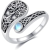 Silver Turquoise Spoon Style Ring – Adjustable Celtic Knot Tree Of Life Vintage Thumb Ring - View #7