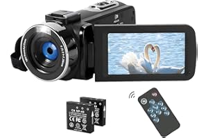 MAKENJU 2.7K Video Camera Camcorder 48MP with LED Fill Light, 16X Digital Zoom Camera Recorder 3.0" LCD Screen Vlogging Camera for YouTube with Remote Controller,2 Batteries