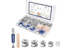 MRIUUOD 120Pcs Cam Lock for Furniture Assortment Kit, 3 in 1 Eccentric Hardware Wheels,Wood Dowel Pins, Furniture Cam Lock Fasteners, for Connecting and Repairing Cabinet, Closet, Drawer, Wardrobe