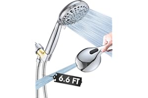 High Pressure 10 Setting Handheld Shower Head, 5" Detachable Showerhead Spray Built-in Power Wash to Clean Tub, Tile & Pets, 