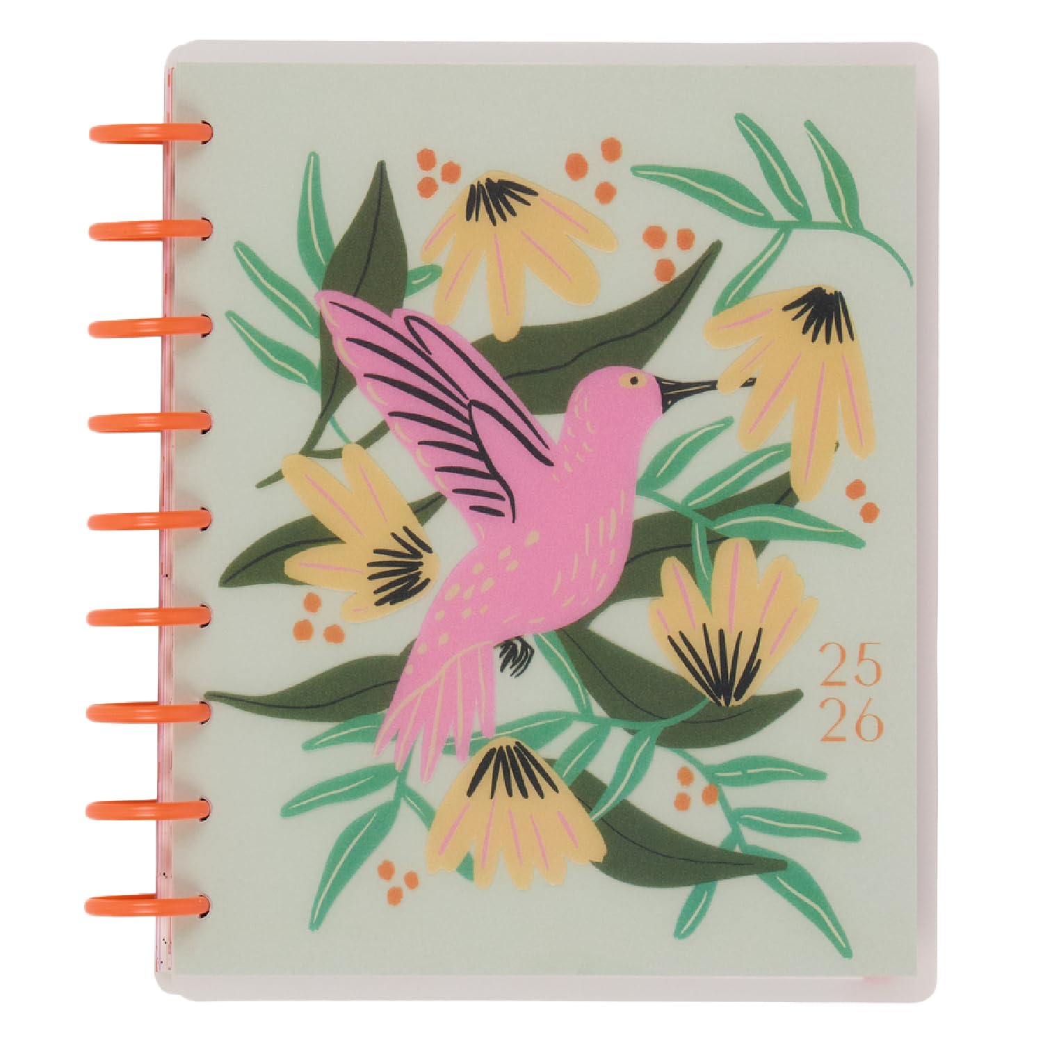 Photo 1 of Happy Planner Sustainable Disc-Bound 12-Month Jul. 2025–Jun. 2026 Planner with 3 Bonus Months, Classic Size, Dashboard Layout, Feathered Flora