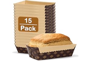 Tcucina Baking Paper Mini Loaf Pans 15 Pack Disposable, 6x2.5 IN 13 OZ Food Grade Bread Pan Liners for Microwave Oven Toaster Air Fryer, Small Meatloaf, Bundt Cake
