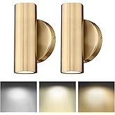 Cargifak 2-Light Wall Light, Brass Gold Wall Sconce, Indoor Up and Down Wall Lamp for Bedroom Bathroom Stair Entryway (2 Pack