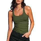 Artfish Women's Sleeveless Cotton Fitted Tank Top Form Fitting Scoop Neck Ribbed Knit Basic Cami Shirts