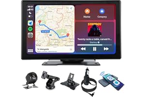 Plimpton Portable Carplay Screen for Apple, 9 Inch IPS Android Auto Screen with Backup Camera, Driveplay Multimedia Player wi
