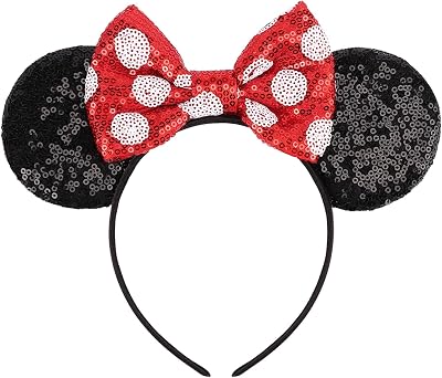 DRESHOW Glitter Mouse Ears Bow Headband Party Cosplay Women
