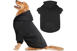 QDYU Dog Sweaters for Large Dogs Dog Hoodie Fleece Sweater Soft Clothes Sweatshirt with Pocket Hoodie for Large Dogs(Black&XL)