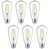 Gozelux Vintage LED Edison Bulbs, 6W, Equivalent 60W, High Brightness Cool White 4000K, ST58 Antique LED Filament Bulbs with 
