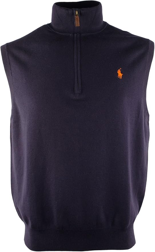 Polo Ralph Lauren Mens 1/4 Zip Mock Neck Sweater Vest - Blue - : Amazon.co.uk: Clothing