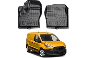 Cacartist Front Floor Mats Custom Fit for 2014-2021 Ford Transit Connect with Vinyl Flooring and Floor Posts Only TPE 3D All 