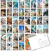 Condinas 40pcs World Landmarks Theme Postcards Travel Landscape Postcard Decor Gift With Mailing Side - 4" x 6" Cards