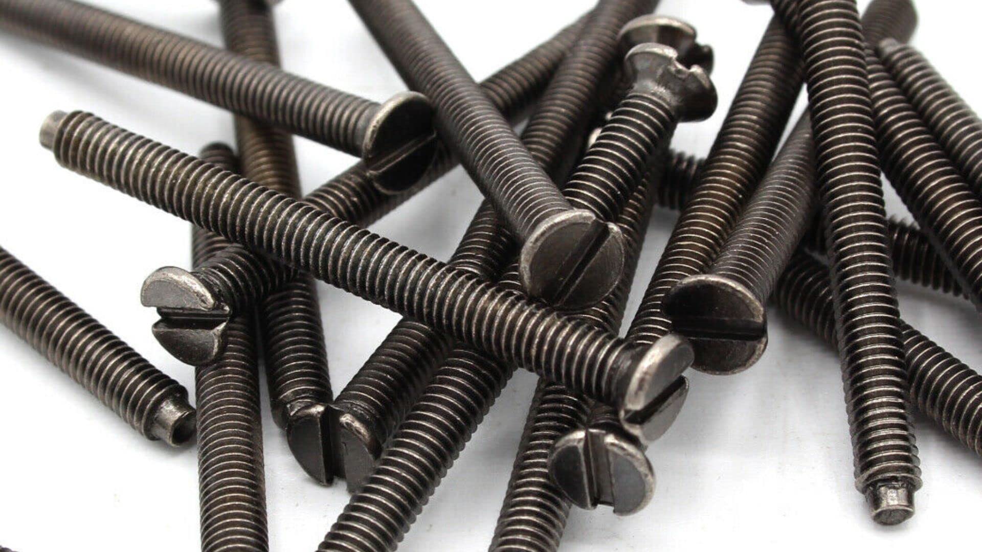 Electrical Long Socket Screws 40mm, 50mm, 75mm Black Nickel, Brass, Chrome M3.5 Screw Flat Raised Slotted Head Threaded Bolt for Switches, Plugs, Sockets, Fixings (20, Black Nickel, 40mm)