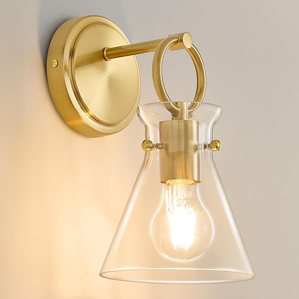 GOLD WALL SCONCE 1-LIGHT HARDWIRED WALL MOUNT MODERN...